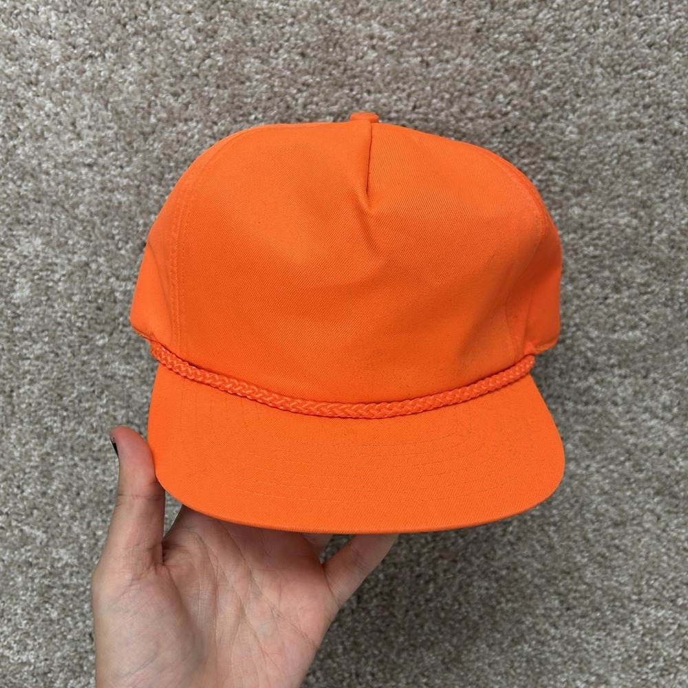 Vintage SAN SUN Hat Cap Mens One Size Orange Ear Flap Lined Hunting Winter